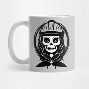 Female Bricklayer Skull and Trowel Black Logo Mug